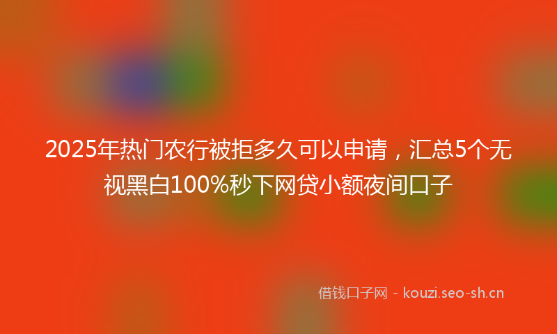 2025年热门农行被拒多久可以申请，汇总5个无视黑白100%秒下网贷小额夜间口子