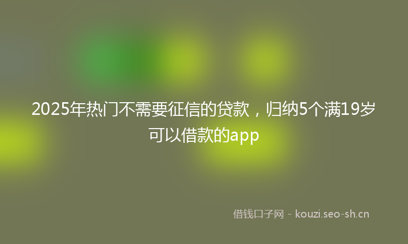 2025年热门不需要征信的贷款，归纳5个满19岁可以借款的app