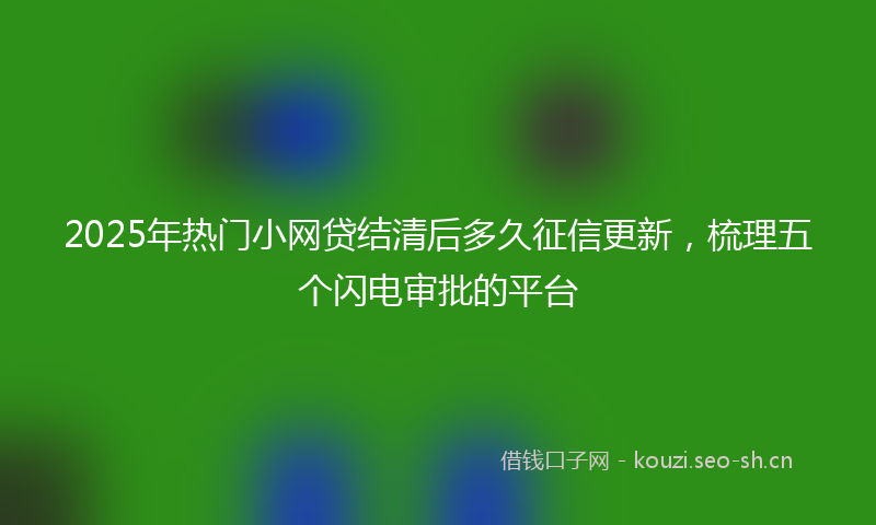 2025年热门小网贷结清后多久征信更新，梳理五个闪电审批的平台