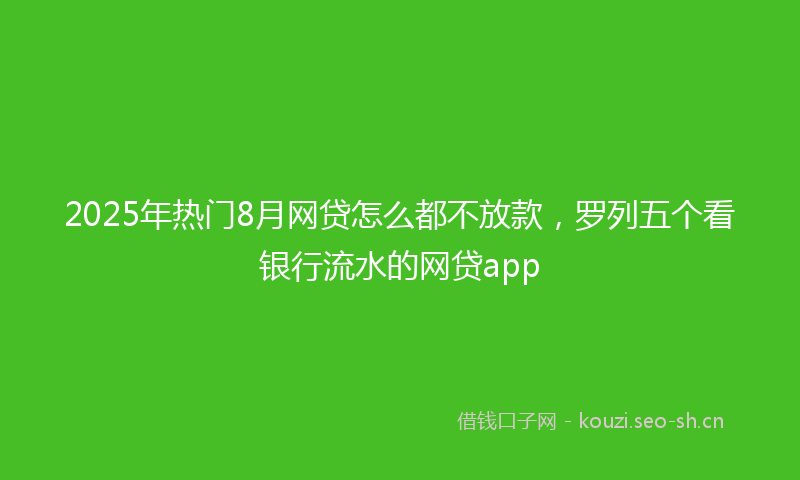 2025年热门8月网贷怎么都不放款，罗列五个看银行流水的网贷app