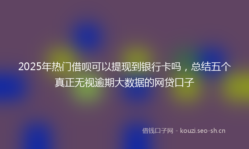 2025年热门借呗可以提现到银行卡吗，总结五个真正无视逾期大数据的网贷口子