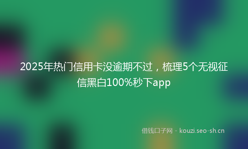 2025年热门信用卡没逾期不过，梳理5个无视征信黑白100%秒下app