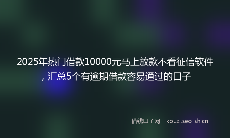 2025年热门借款10000元马上放款不看征信软件，汇总5个有逾期借款容易通过的口子
