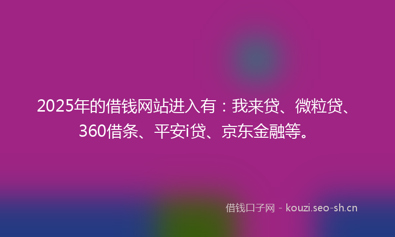 2025年的借钱网站进入有：我来贷、微粒贷、360借条、平安i贷、京东金融等。