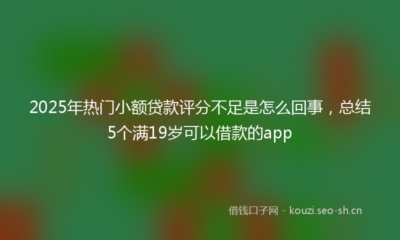 2025年热门小额贷款评分不足是怎么回事，总结5个满19岁可以借款的app
