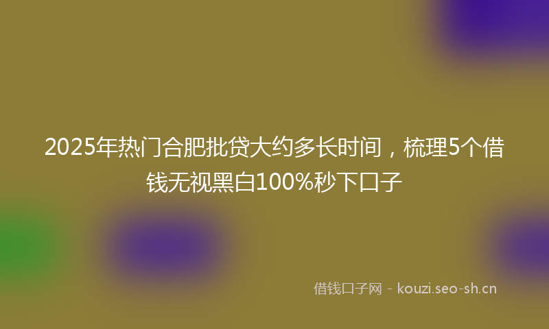 2025年热门合肥批贷大约多长时间，梳理5个借钱无视黑白100%秒下口子