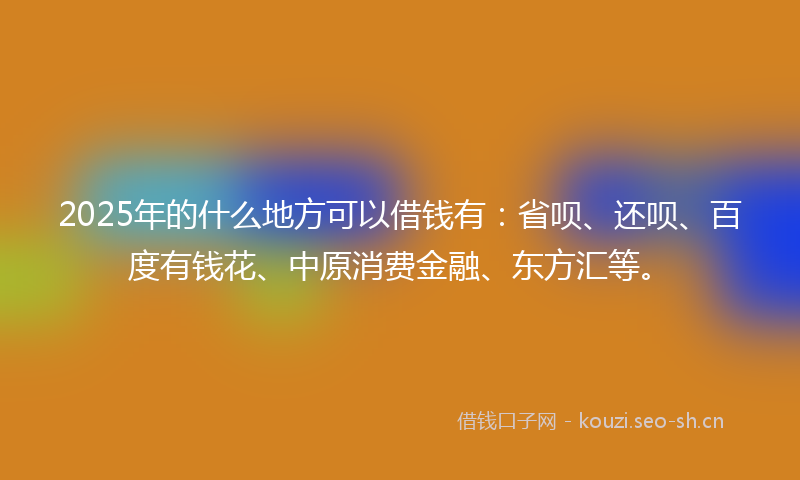 2025年的什么地方可以借钱有：省呗、还呗、百度有钱花、中原消费金融、东方汇等。