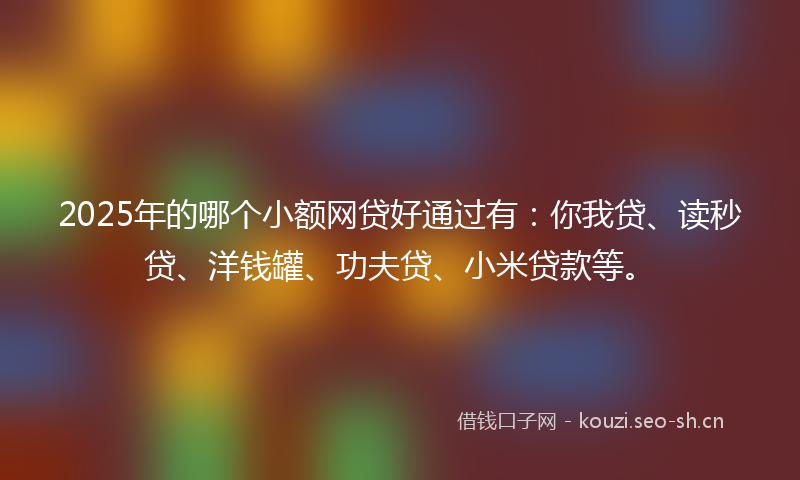 2025年的哪个小额网贷好通过有：你我贷、读秒贷、洋钱罐、功夫贷、小米贷款等。
