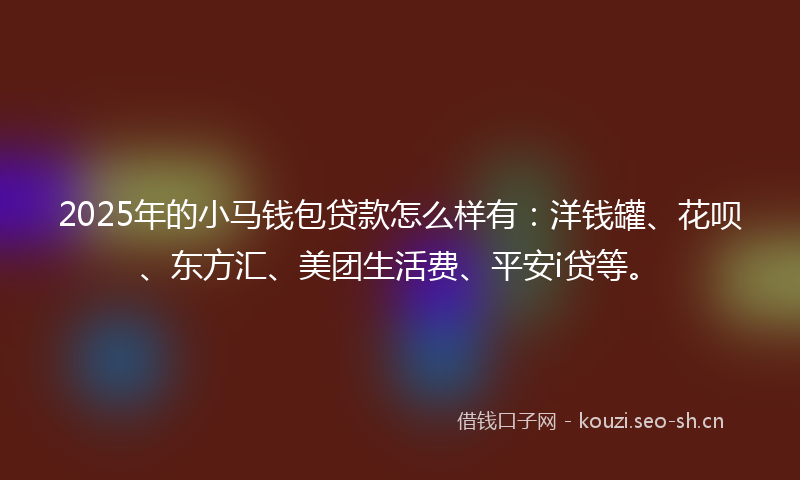 2025年的小马钱包贷款怎么样有:洋钱罐、花呗、东方汇、美团生活费、平安i贷等。