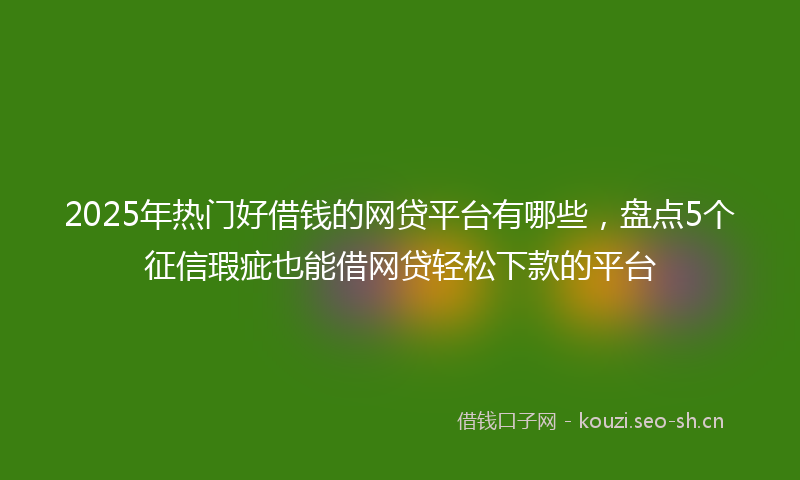 2025年热门好借钱的网贷平台有哪些，盘点5个征信瑕疵也能借网贷轻松下款的平台