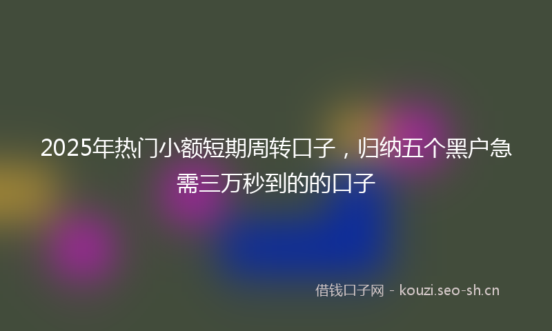 2025年热门小额短期周转口子，归纳五个黑户急需三万秒到的的口子