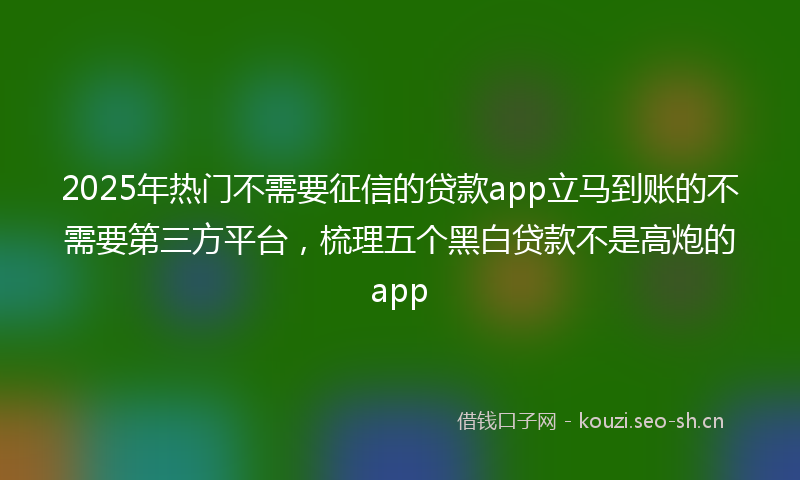 2025年热门不需要征信的贷款app立马到账的不需要第三方平台，梳理五个黑白贷款不是高炮的app