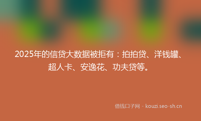 2025年的信贷大数据被拒有：拍拍贷、洋钱罐、超人卡、安逸花、功夫贷等。