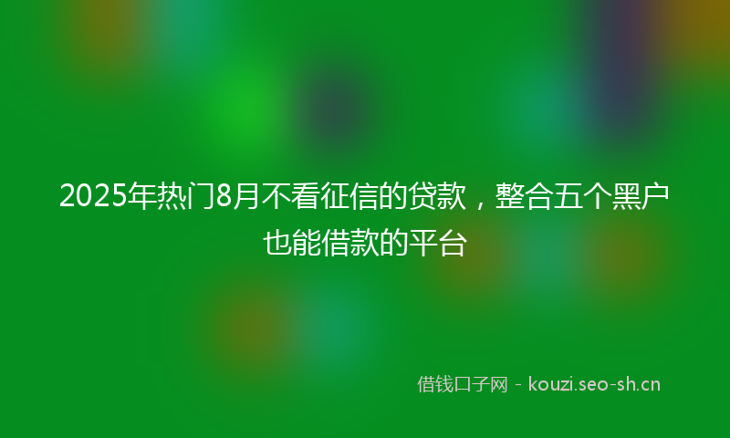 2025年热门8月不看征信的贷款，整合五个黑户也能借款的平台