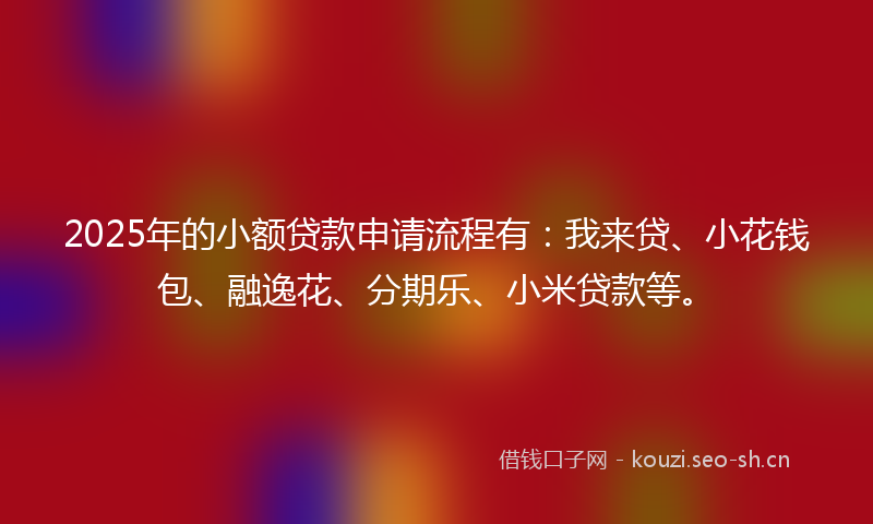 2025年的小额贷款申请流程有：我来贷、小花钱包、融逸花、分期乐、小米贷款等。