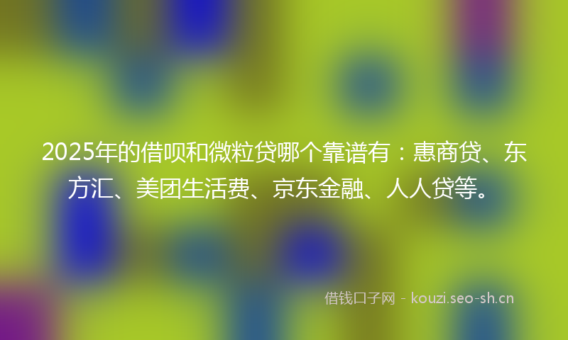2025年的借呗和微粒贷哪个靠谱有：惠商贷、东方汇、美团生活费、京东金融、人人贷等。