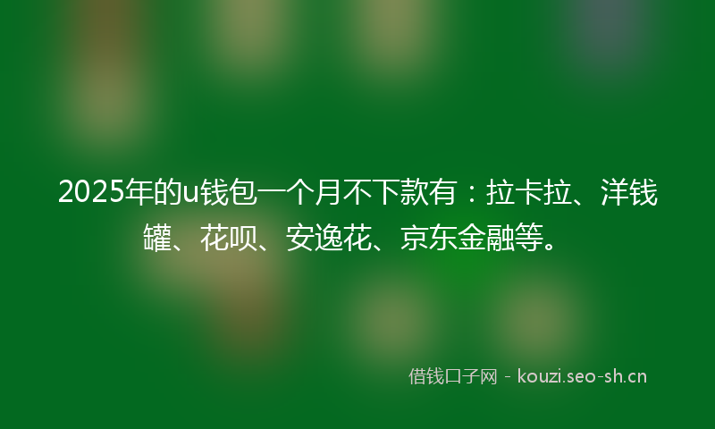 2025年的u钱包一个月不下款有：拉卡拉、洋钱罐、花呗、安逸花、京东金融等。