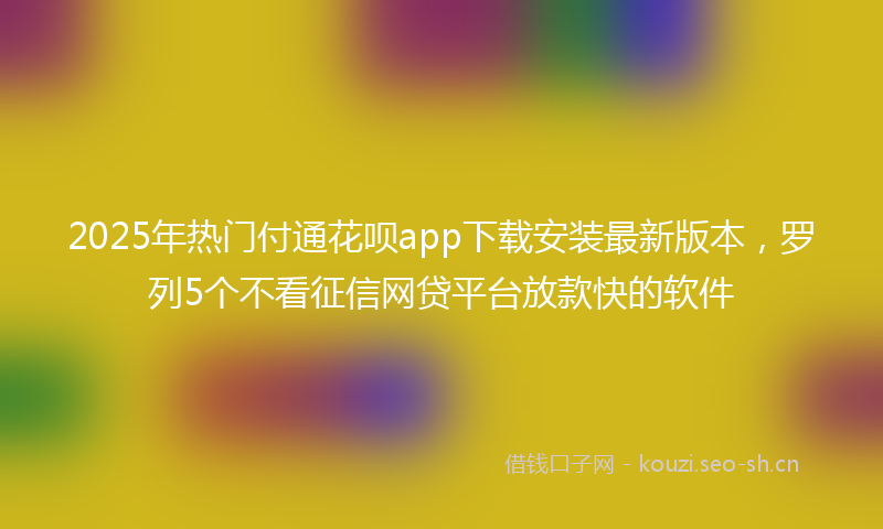 2025年热门付通花呗app下载安装最新版本，罗列5个不看征信网贷平台放款快的软件