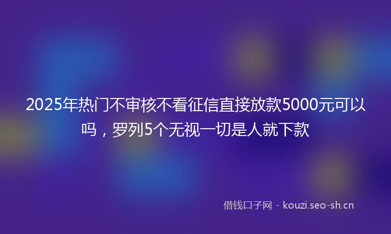 2025年热门不审核不看征信直接放款5000元可以吗，罗列5个无视一切是人就下款