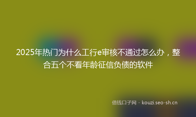 2025年热门为什么工行e审核不通过怎么办，整合五个不看年龄征信负债的软件