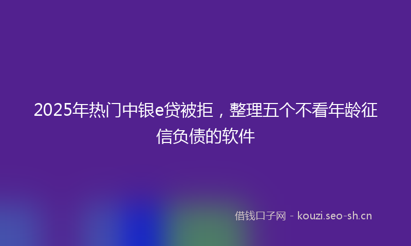 2025年热门中银e贷被拒，整理五个不看年龄征信负债的软件