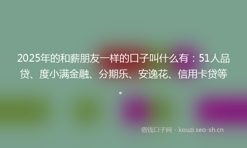 2025年的和薪朋友一样的口子叫什么有:51人品贷、度小满金融、分期乐、安逸花、信用卡贷等。