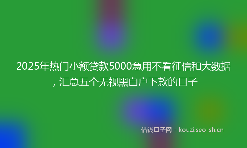 2025年热门小额贷款5000急用不看征信和大数据，汇总五个无视黑白户下款的口子