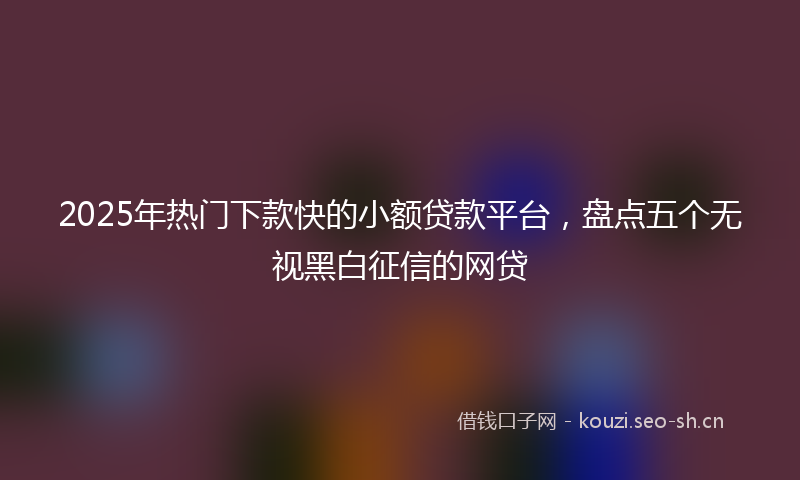 2025年热门下款快的小额贷款平台，盘点五个无视黑白征信的网贷