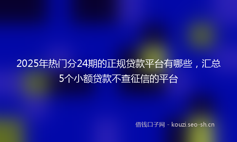 2025年热门分24期的正规贷款平台有哪些，汇总5个小额贷款不查征信的平台
