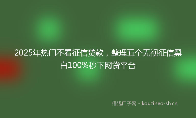 2025年热门不看征信贷款，整理五个无视征信黑白100%秒下网贷平台