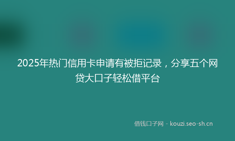 2025年热门信用卡申请有被拒记录，分享五个网贷大口子轻松借平台