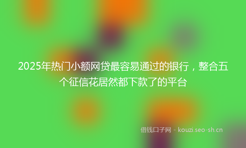 2025年热门小额网贷最容易通过的银行，整合五个征信花居然都下款了的平台