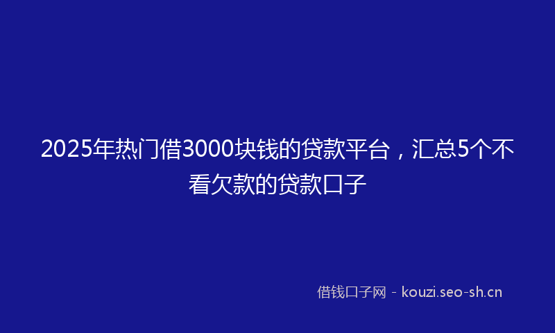 2025年热门借3000块钱的贷款平台，汇总5个不看欠款的贷款口子