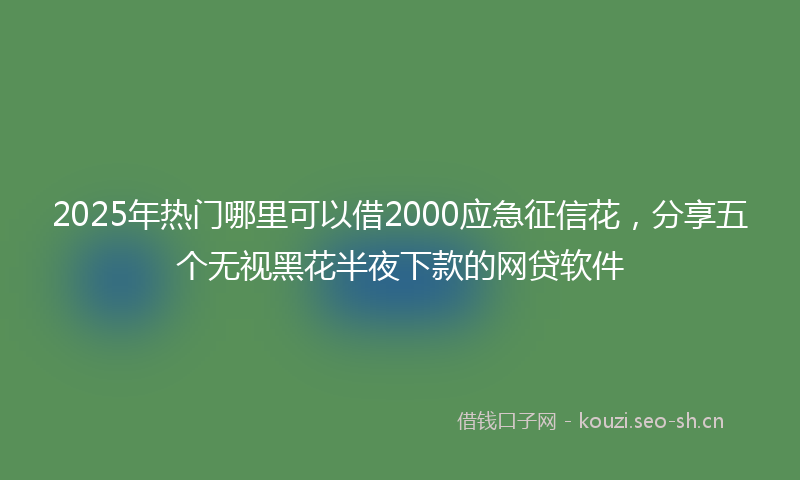 2025年热门哪里可以借2000应急征信花，分享五个无视黑花半夜下款的网贷软件