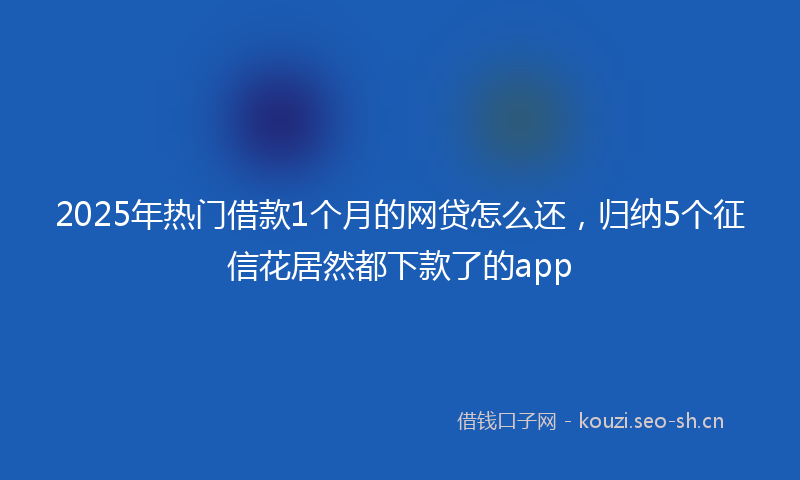 2025年热门借款1个月的网贷怎么还，归纳5个征信花居然都下款了的app