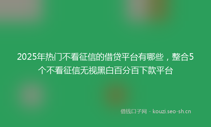 2025年热门不看征信的借贷平台有哪些，整合5个不看征信无视黑白百分百下款平台