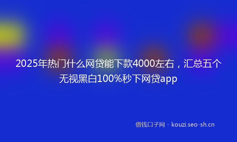 2025年热门什么网贷能下款4000左右，汇总五个无视黑白100%秒下网贷app