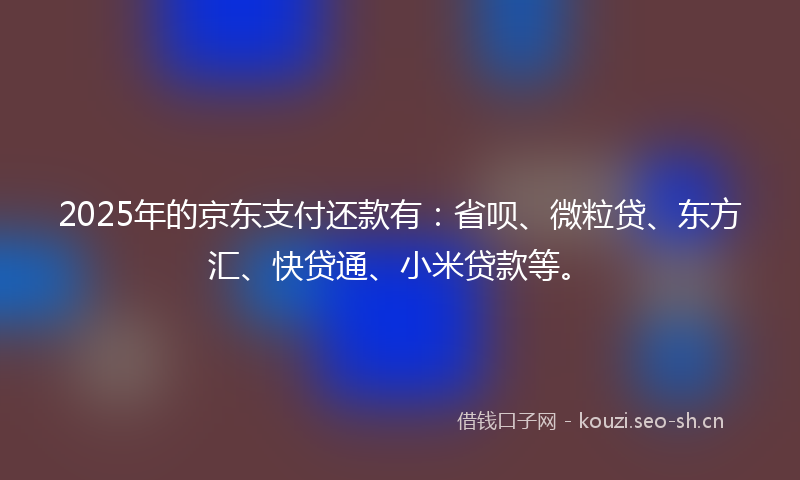 2025年的京东支付还款有：省呗、微粒贷、东方汇、快贷通、小米贷款等。