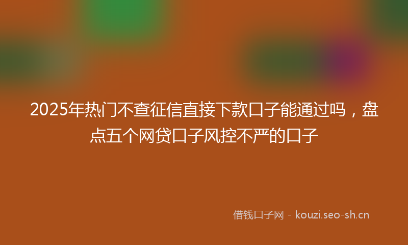 2025年热门不查征信直接下款口子能通过吗，盘点五个网贷口子风控不严的口子