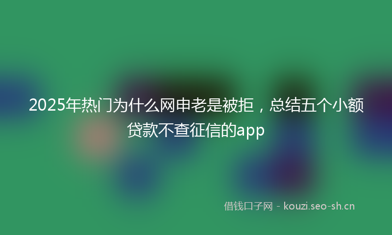 2025年热门为什么网申老是被拒，总结五个小额贷款不查征信的app