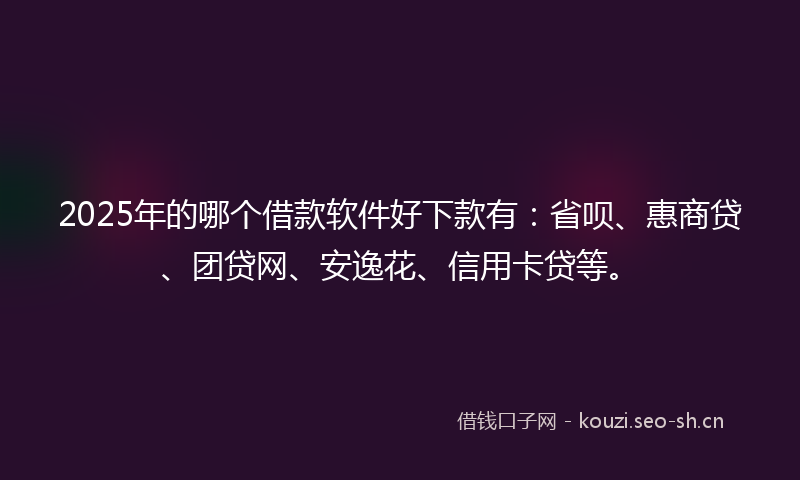 2025年的哪个借款软件好下款有：省呗、惠商贷、团贷网、安逸花、信用卡贷等。