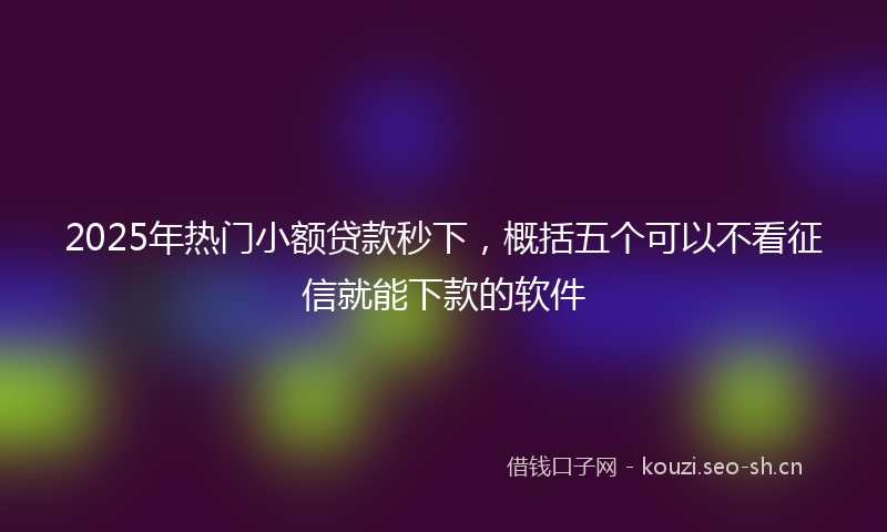 2025年热门小额贷款秒下，概括五个可以不看征信就能下款的软件