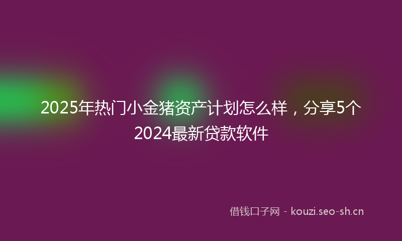 2025年热门小金猪资产计划怎么样，分享5个2024最新贷款软件