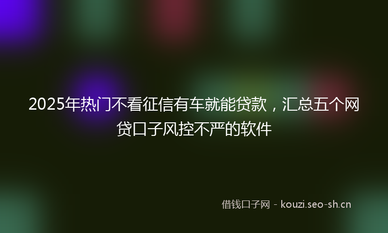 2025年热门不看征信有车就能贷款，汇总五个网贷口子风控不严的软件