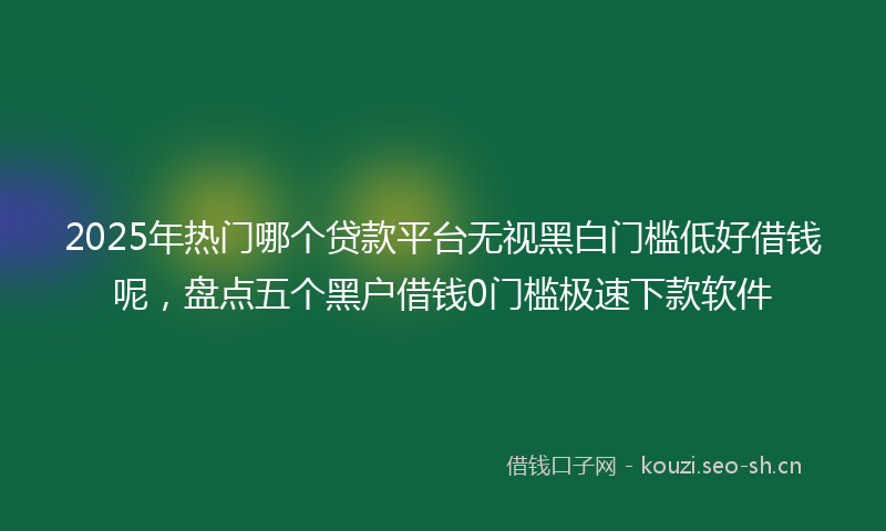 2025年热门哪个贷款平台无视黑白门槛低好借钱呢，盘点五个黑户借钱0门槛极速下款软件