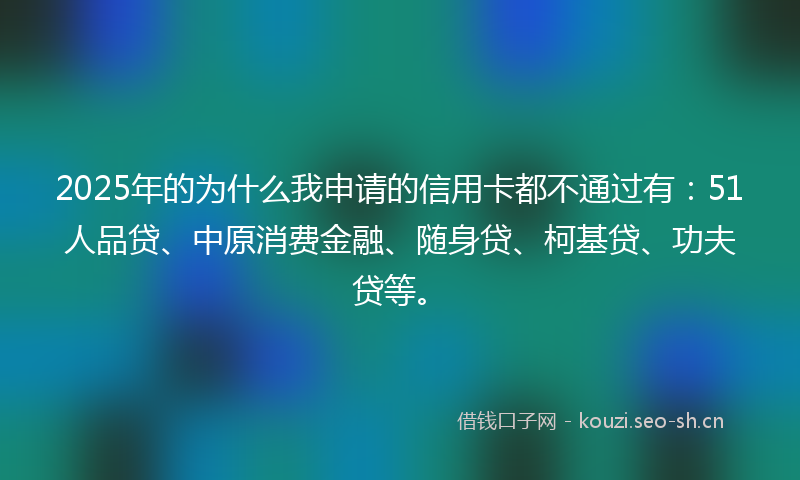 2025年的为什么我申请的信用卡都不通过有：51人品贷、中原消费金融、随身贷、柯基贷、功夫贷等。