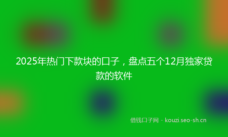 2025年热门下款块的口子，盘点五个12月独家贷款的软件
