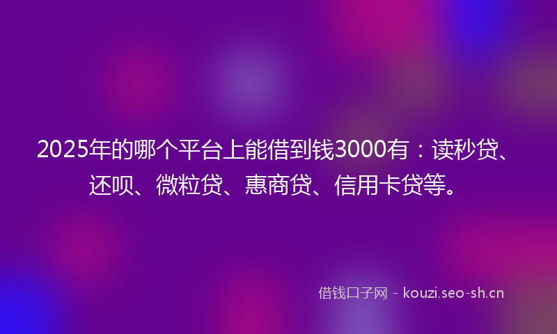 2025年的哪个平台上能借到钱3000有:读秒贷、还呗、微粒贷、惠商贷、信用卡贷等。