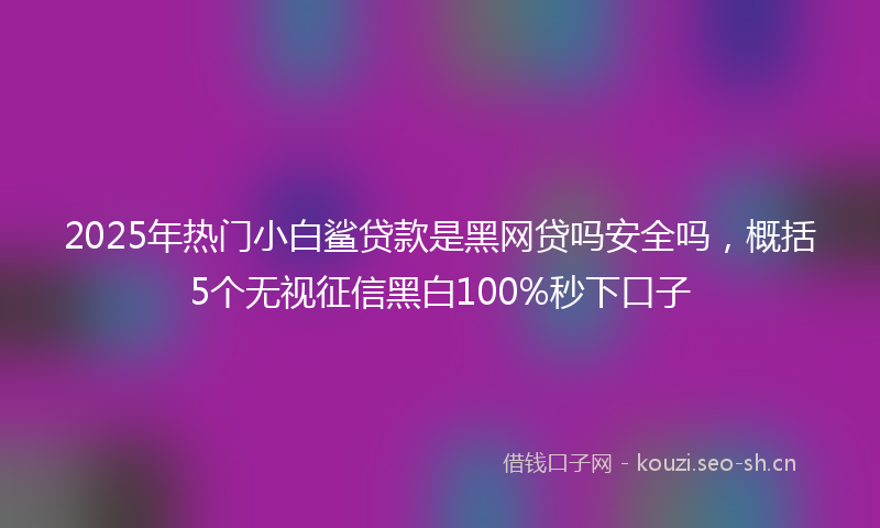 2025年热门小白鲨贷款是黑网贷吗安全吗，概括5个无视征信黑白100%秒下口子