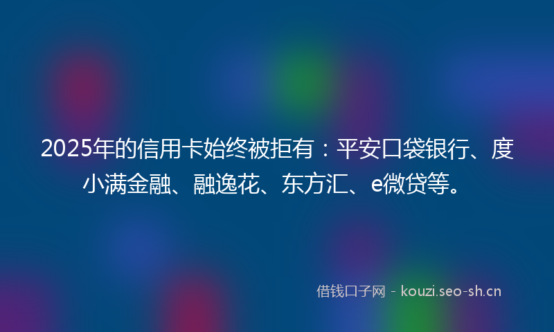 2025年的信用卡始终被拒有：平安口袋银行、度小满金融、融逸花、东方汇、e微贷等。
